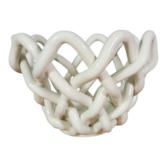 VTG Relpo White Ceramic Sculptural Knot Bowl Mid-Century Modern Exclusive Design - Picture 2 of 10